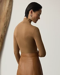 Stretch Silk Jersey Mockneck Sweater