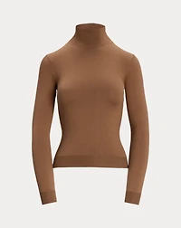 Stretch Silk Jersey Mockneck Sweater