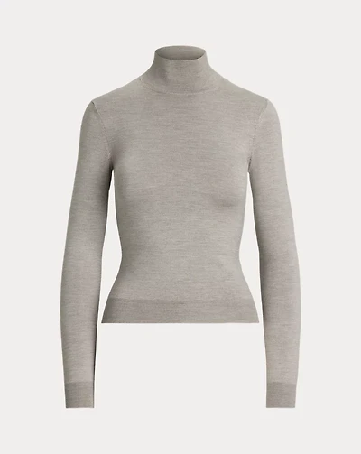Stretch Silk Jersey Mockneck Sweater