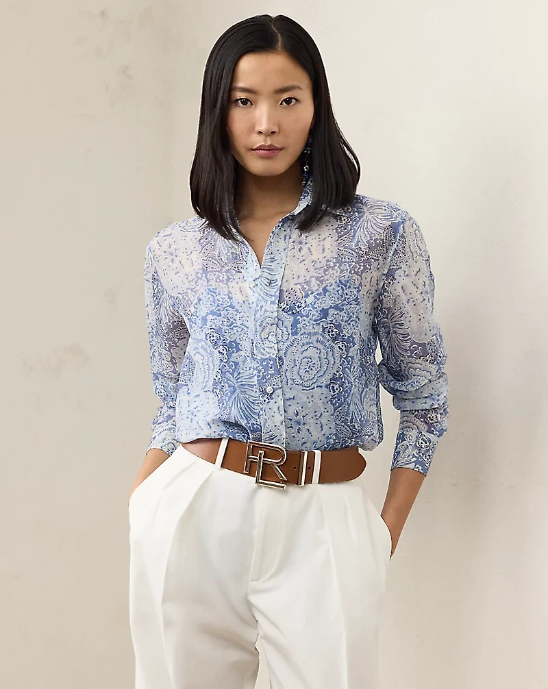 Adrien Relaxed Fit Print Gauze Shirt
