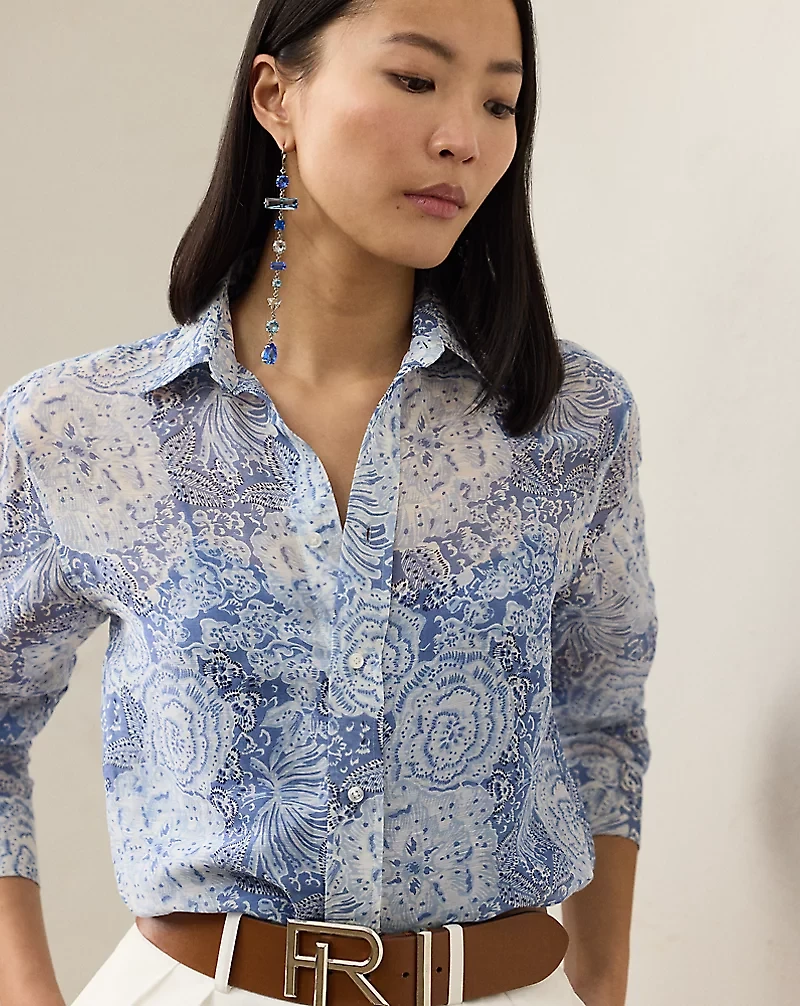 Adrien Relaxed Fit Print Gauze Shirt