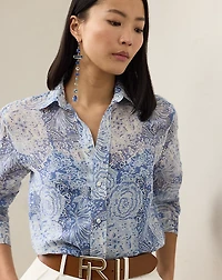 Adrien Relaxed Fit Print Gauze Shirt