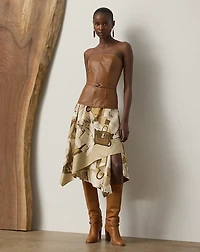 Glenn Diary-Print Silk Twill Skirt