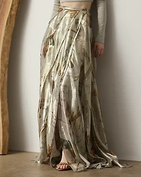 Patricia Equestrian-Print Lamé Maxiskirt