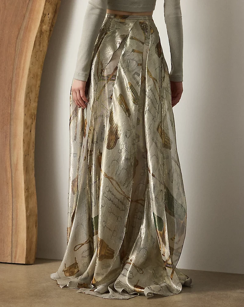 Patricia Equestrian-Print Lamé Maxiskirt