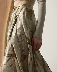 Patricia Equestrian-Print Lamé Maxiskirt