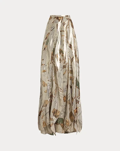 Patricia Equestrian-Print Lamé Maxiskirt