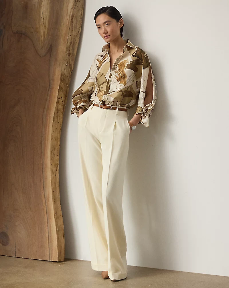 Karen Diary-Print Silk Twill Blouse