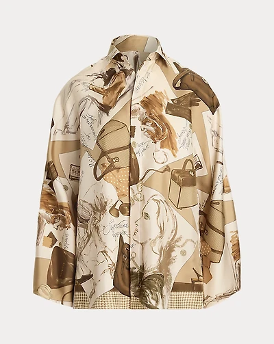 Karen Diary-Print Silk Twill Blouse