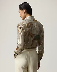Evelina Equestrian-Print Lamé Shirt