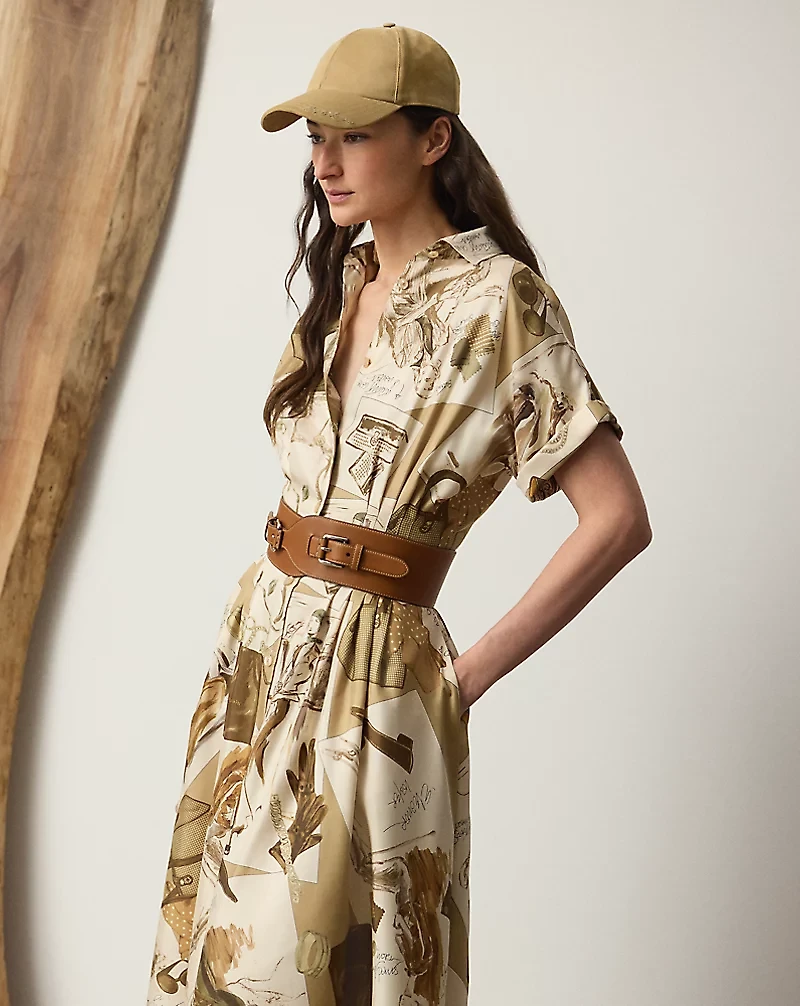 Donatella Diary-Print Twill Day Dress