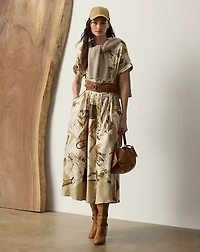 Donatella Diary-Print Twill Day Dress