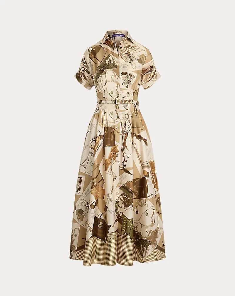 Donatella Diary-Print Twill Day Dress