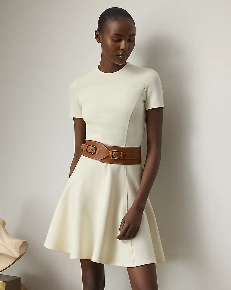 Stretch Jersey Short-Sleeve Day Dress