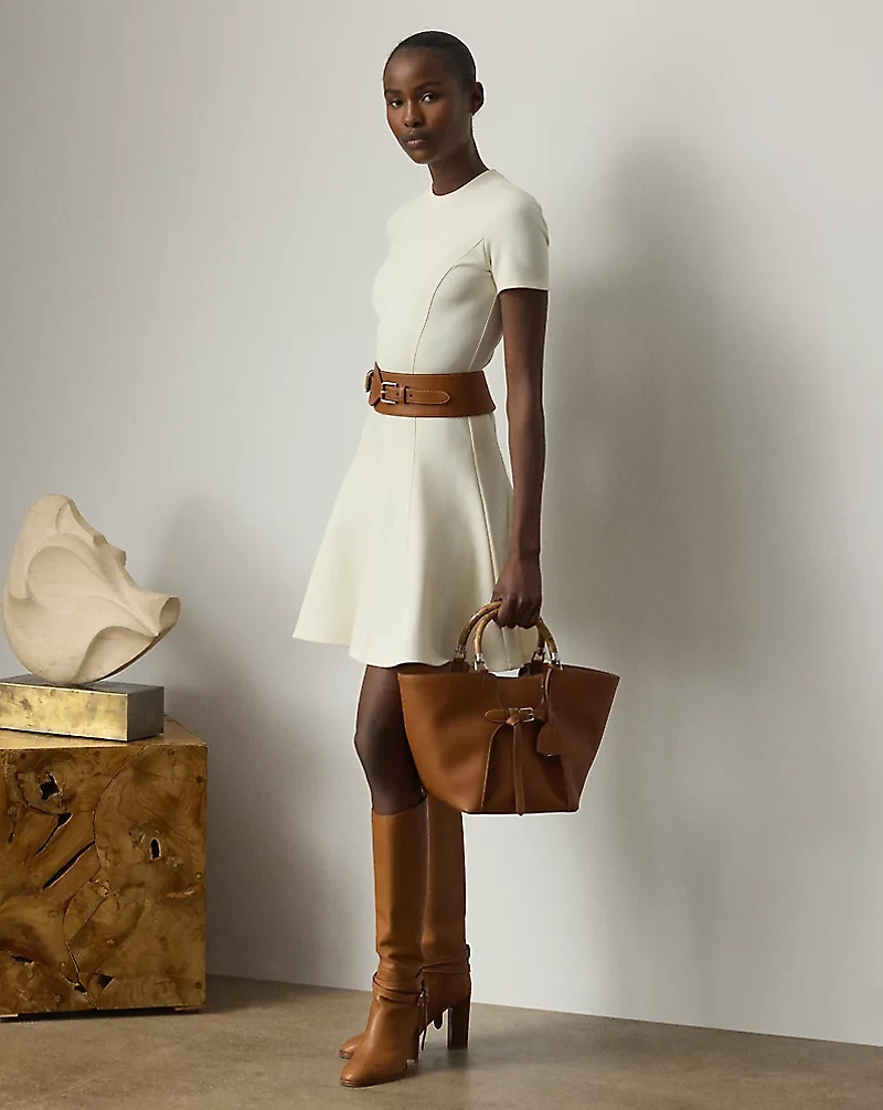 Stretch Jersey Short-Sleeve Day Dress