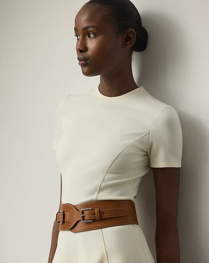 Stretch Jersey Short-Sleeve Day Dress
