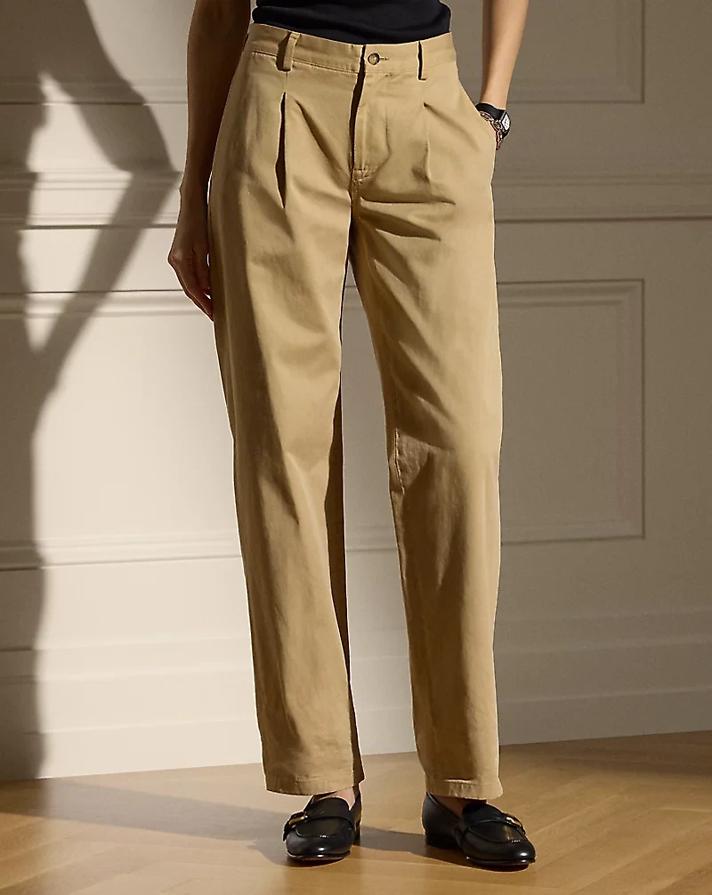 Fallon Pleated Cotton Chino Pant