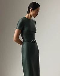Bethanne Lambskin Short-Sleeve Day Dress