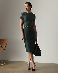 Bethanne Lambskin Short-Sleeve Day Dress