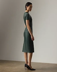 Bethanne Lambskin Short-Sleeve Day Dress