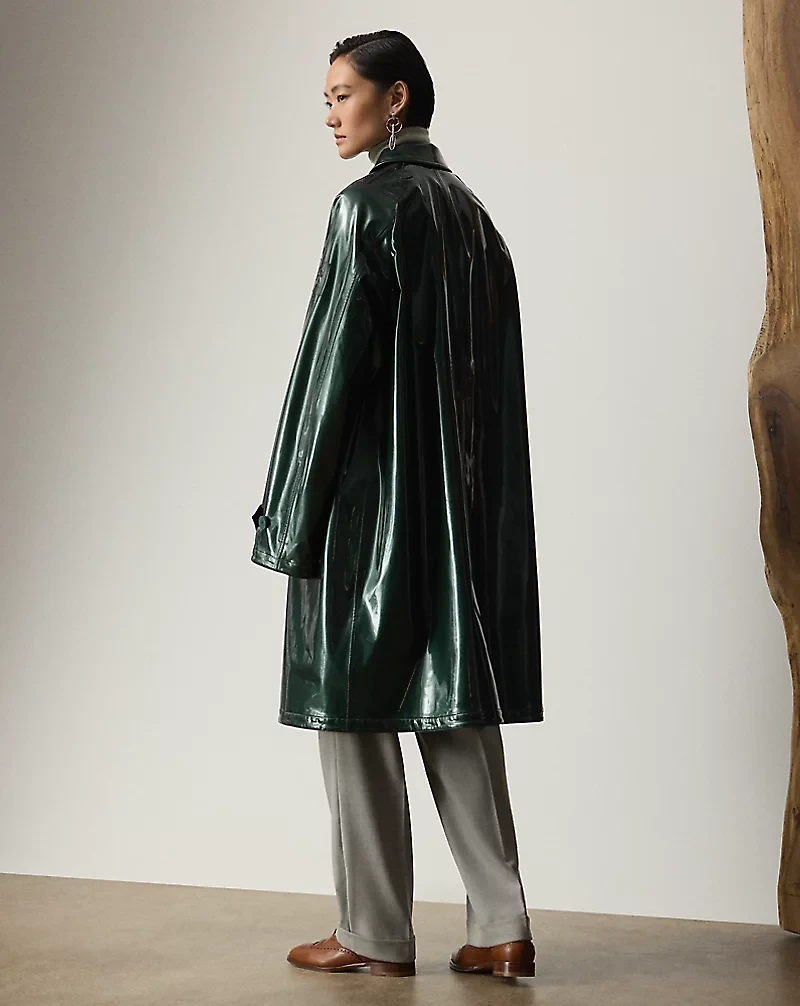 Korrina Synthetic Patent Balmacaan Coat