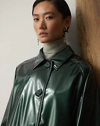 Korrina Synthetic Patent Balmacaan Coat