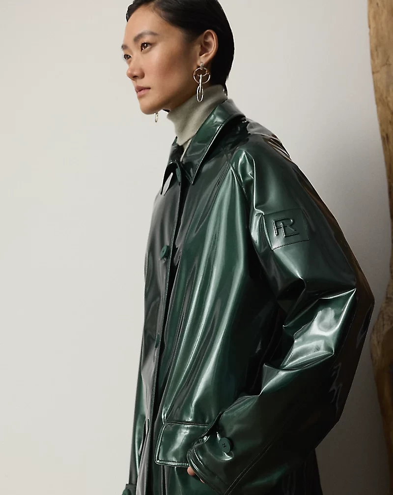 Korrina Synthetic Patent Balmacaan Coat