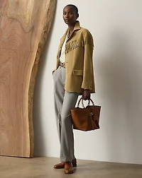 Ryland Fringe-Trim Lamb-Suede Jacket