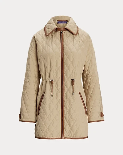 Saundra Lambskin-Trim Quilted Coat