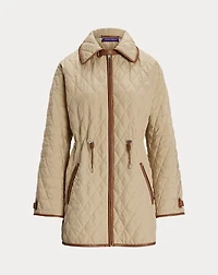 Saundra Lambskin-Trim Quilted Coat