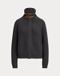 Rib-Knit Cashmere Bomber Cardigan