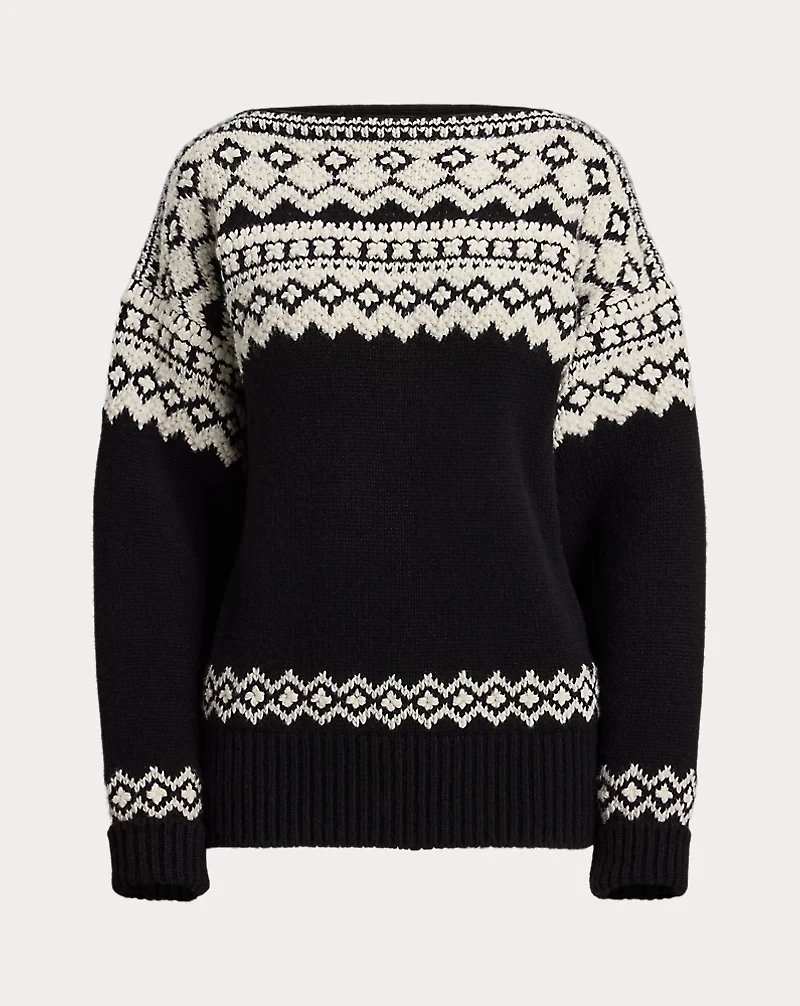 Cashmere Jacquard Boatneck Sweater