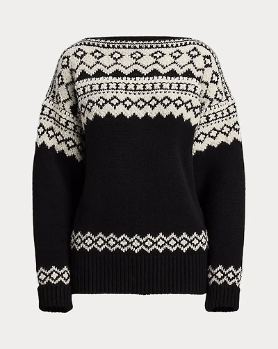Cashmere Jacquard Boatneck Sweater