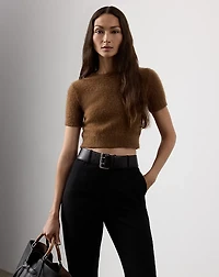 Cashmere-Alpaca-Blend Cropped Sweater