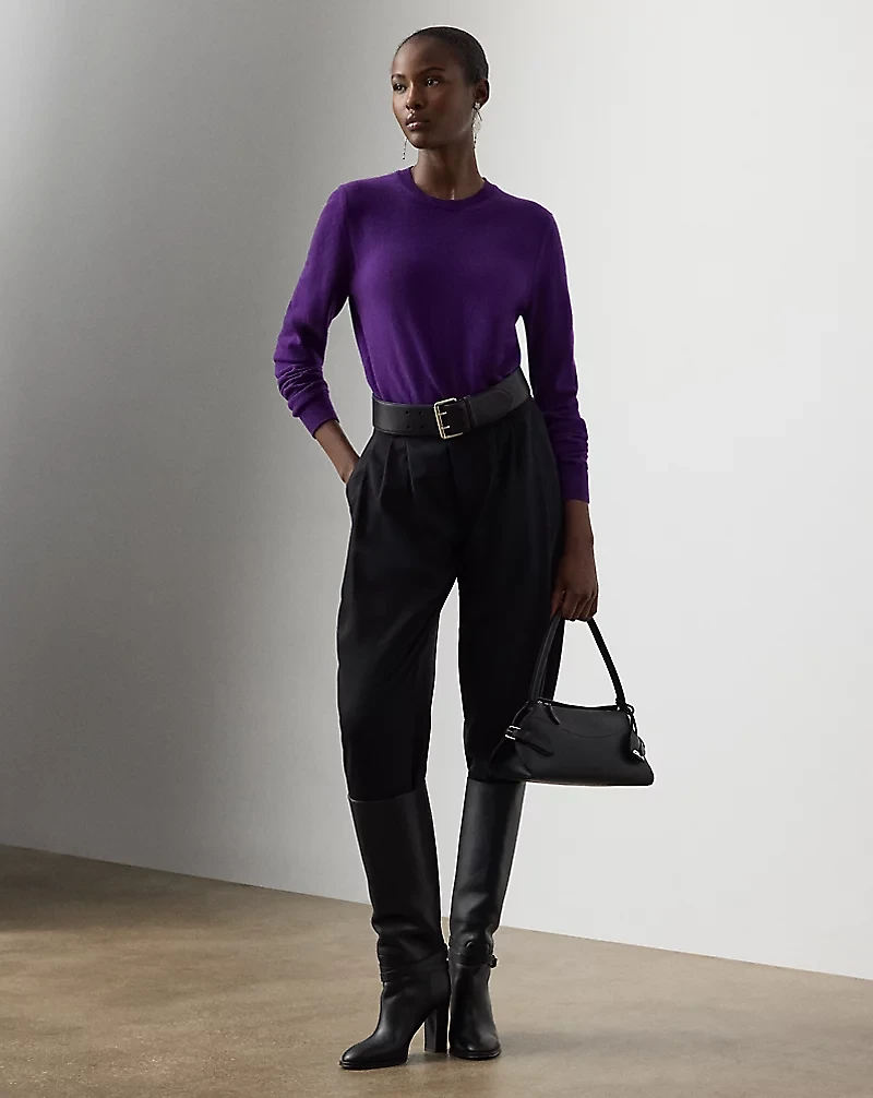 Cashmere-Blend Jersey Crewneck Sweater