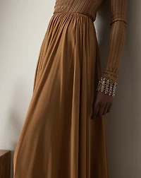 Shirred Crepe Jersey Skirt