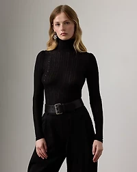 Silk-Cashmere Lace Turtleneck Sweater