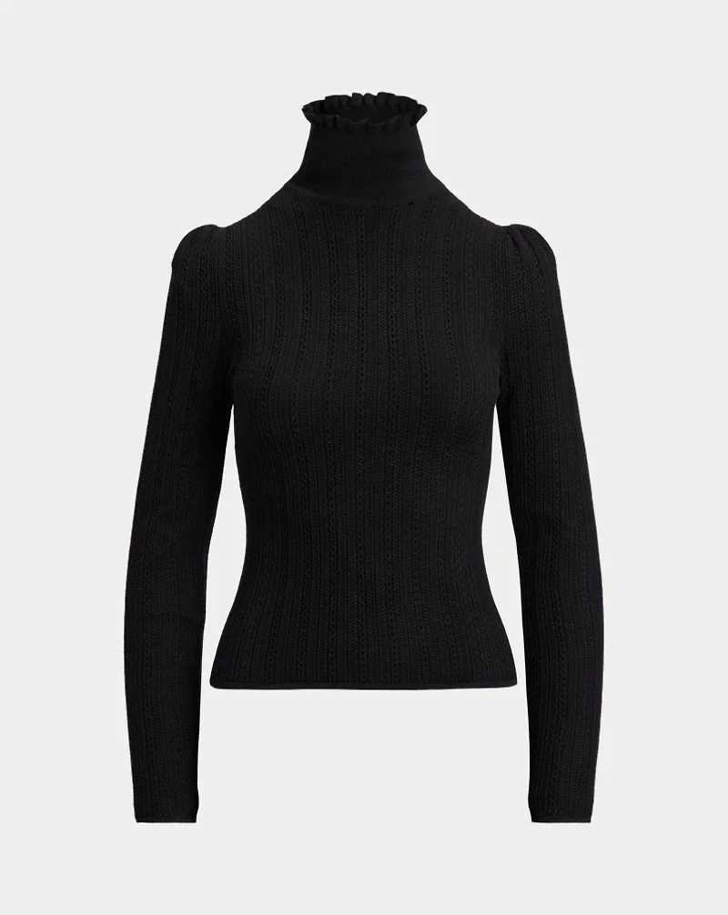 Silk-Cashmere Lace Turtleneck Sweater