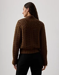 Hand-Knit Yoke Cashmere Cardigan