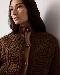 Hand-Knit Yoke Cashmere Cardigan