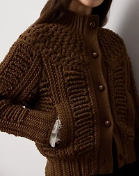 Hand-Knit Yoke Cashmere Cardigan