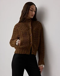 Hand-Knit Yoke Cashmere Cardigan