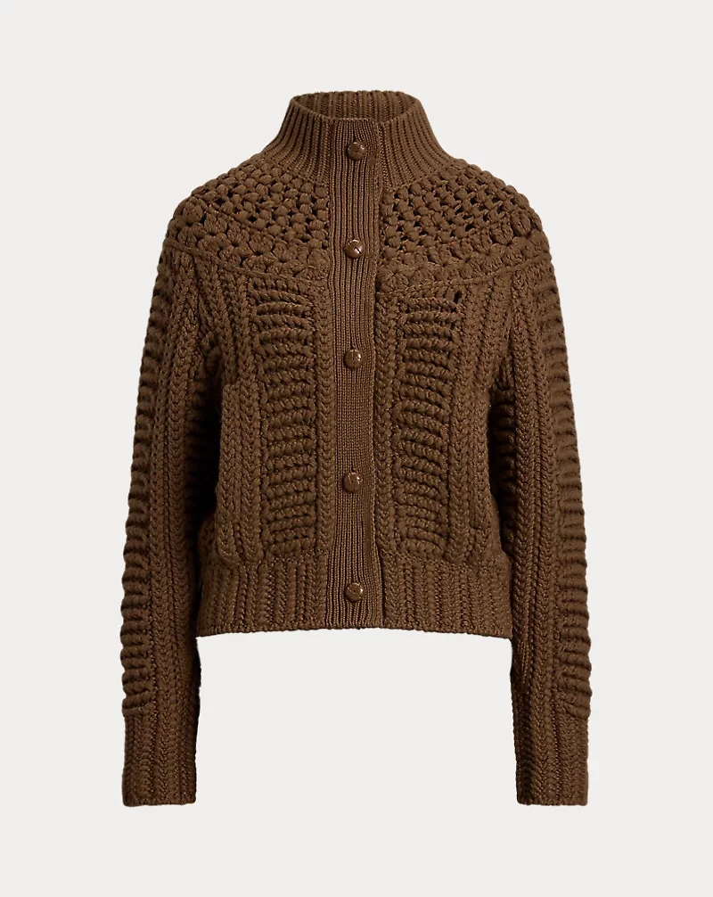 Hand-Knit Yoke Cashmere Cardigan