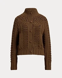 Hand-Knit Yoke Cashmere Cardigan
