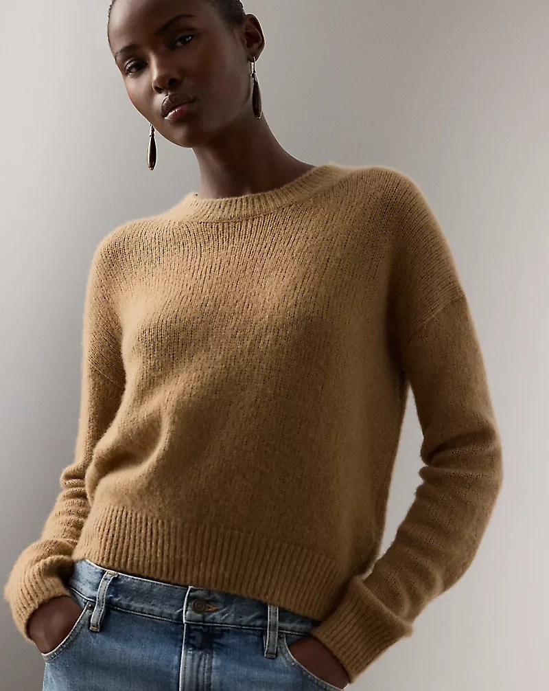 Cashmere-Blend Jersey Crewneck Sweater