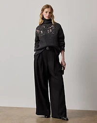 Embroidered Cashmere Funnelneck Sweater