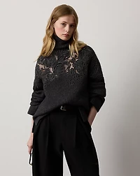 Embroidered Cashmere Funnelneck Sweater