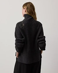 Embroidered Cashmere Funnelneck Sweater