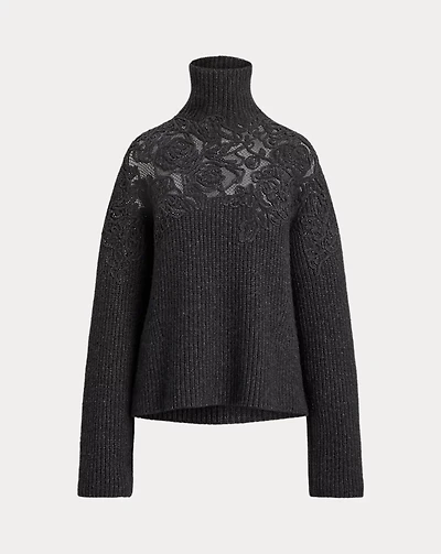 Embroidered Cashmere Funnelneck Sweater
