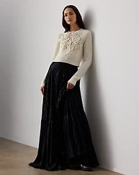 Embroidered Cashmere Cropped Sweater